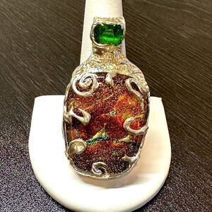 Artisan one-of-a-kind Sterling silver and dichroic glass pendant!